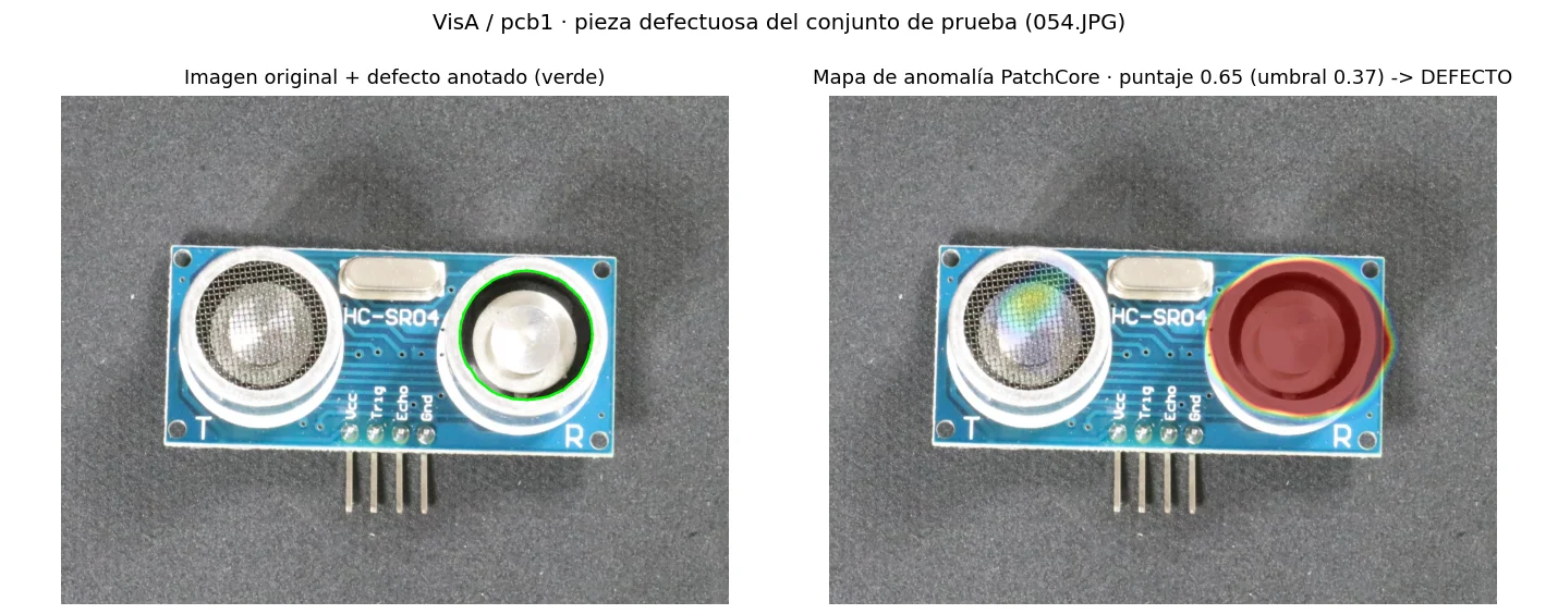 Tarjeta electrónica con defecto