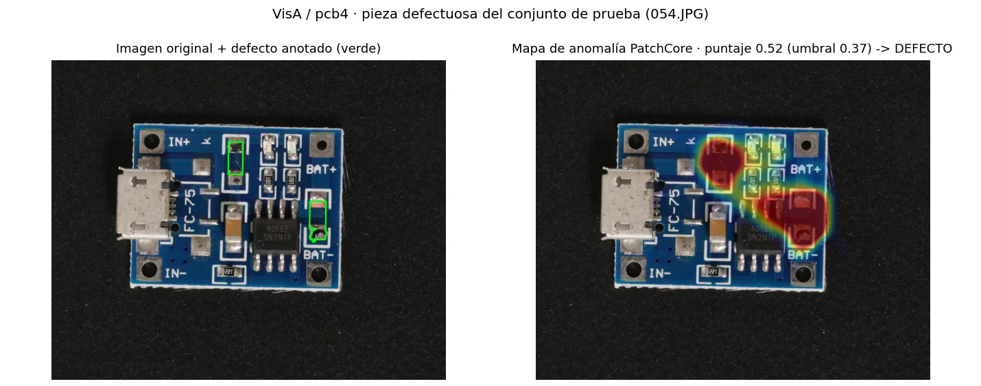 Tarjeta electrónica con defecto detectado